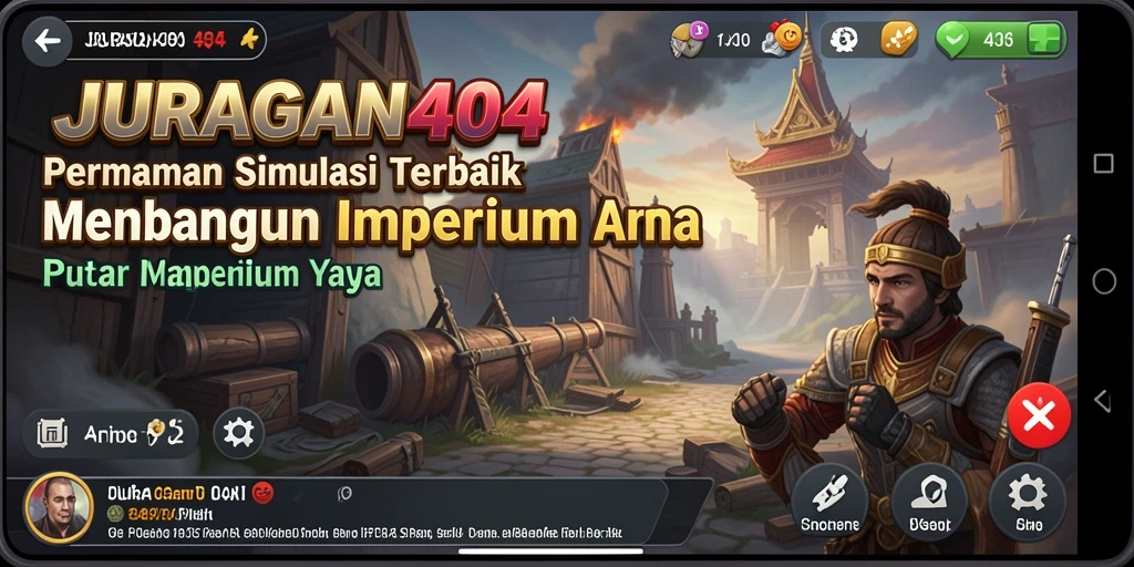 Tampilan gameplay menarik dari JURAGAN404 yang menampilkan strategi bisnis.