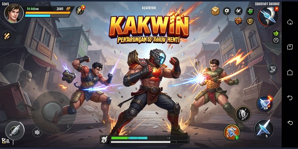 Tangkapan layar KAKWIN menunjukkan pertarungan epik dengan berbagai karakter.