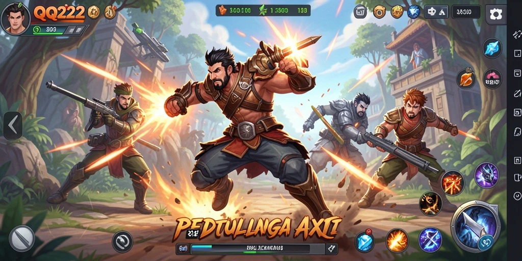 Screenshot gameplay QQ222 yang menampilkan aksi pertempuran seru.