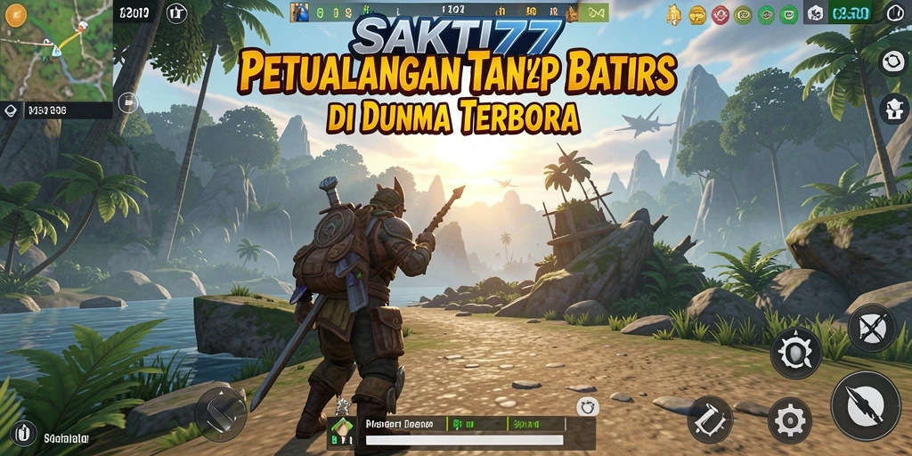 Screenshot gameplay SAKTI77 dengan pemandangan indah dari dunia terbuka.