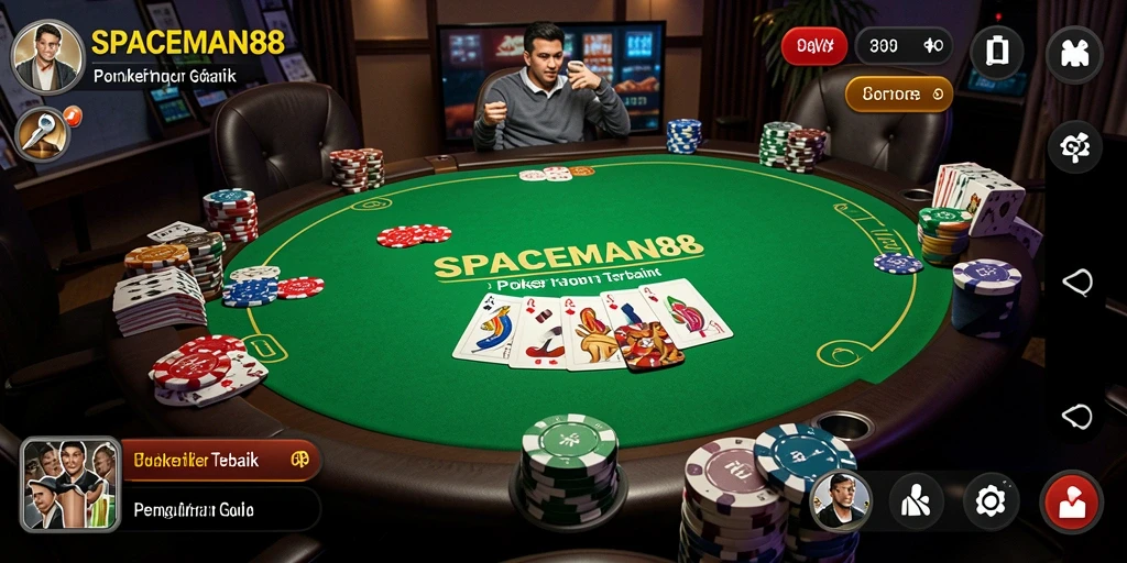Screenshot gameplay SPACEMAN88 yang menunjukkan suasana permainan Poker.