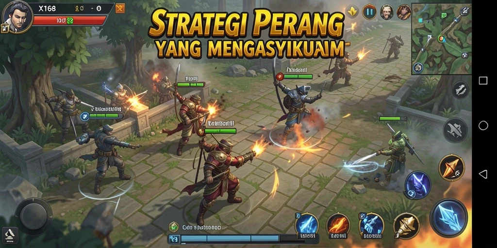 Tampilan gameplay interaktif dan strategis di X168.